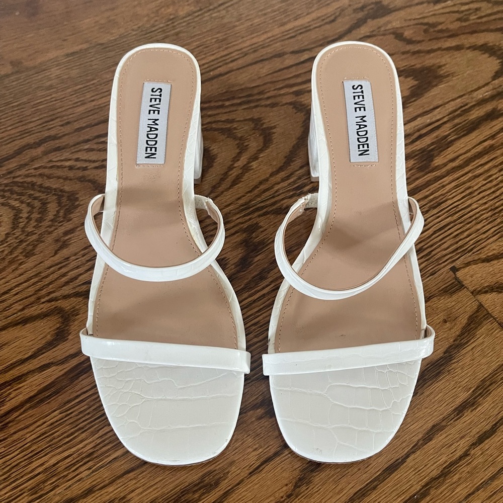 Steve Madden Issy Block Sandal - White - 7.5